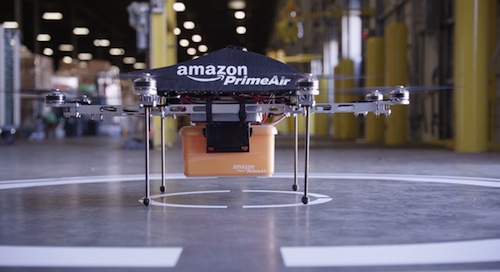 Amazon Prime Air. Octocopter drone ready for take-off.