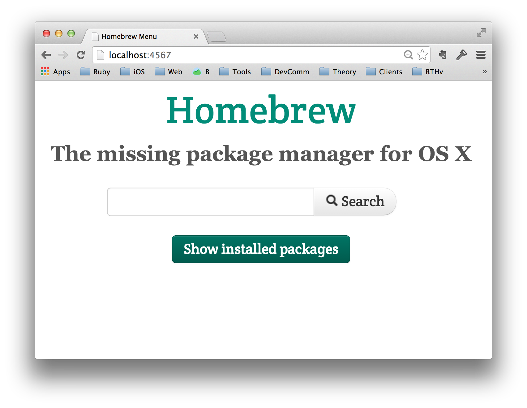Browsing locally-installed Homebrew packages.