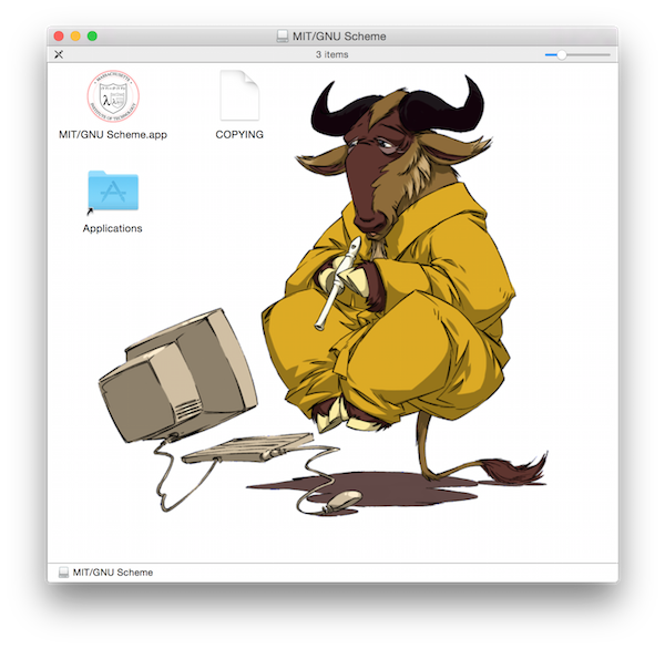 Opening the MIT/GNU Scheme disk image.