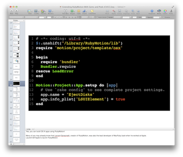 The final snippet, in Keynote.