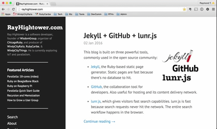 How To Make Lunr Js And Jekyll Work Together With Gotchas Rayhightower Com